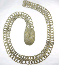 42.5" Greece Vintage Hand Made Mixed Metal Woven Wire Adjustable Belt Greek