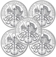 Lot of 5 - 2025 1 oz Austrian Silver Philharmonic Coin .999 Silver - In Stock