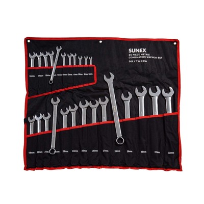 Sunex Tools 9917MPRA Metric V-Groove Combination Wrench Set, 8mm - 32mm, Full...