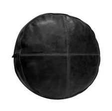 Genuine Lambskin Round Leather Cushion Cover Decorative Throw Home Décor Black