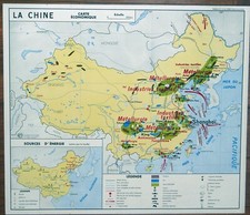 carte  scolaire économie URSS CHINE MDI  vintage old french map