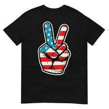 4th Of July Peace Hand America Flag Patriotic Men Women Kids T-Shirt