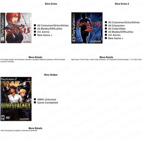 Dino Crisis PS1 Memory Card 100% Unlocked Completed Saves