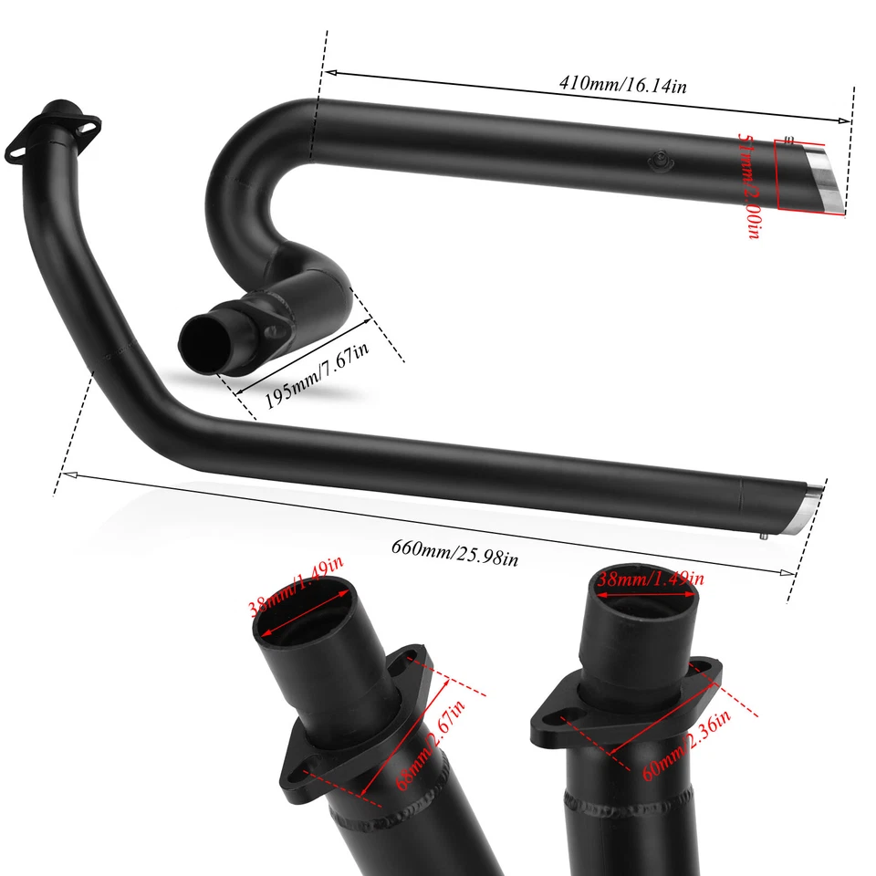 Sistema de exaustão escalonado Shortshots com DB Killer para Honda Shadow VLX 600 VT600C - Imagem 2 de 4