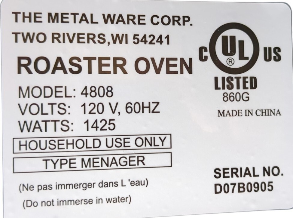 NESCO 18Quart Roaster Oven Model 4808 eBay