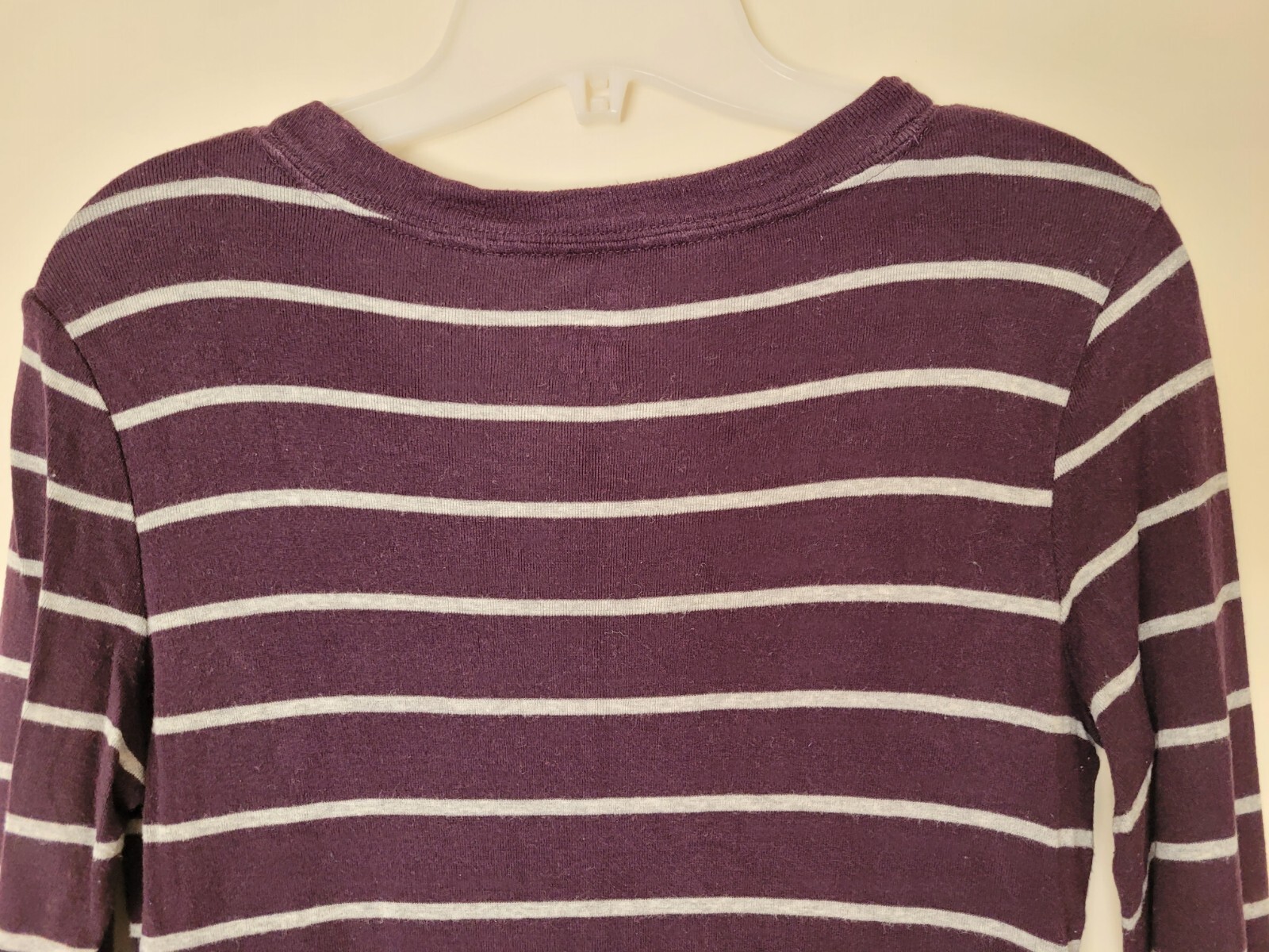 GAP Basic Maroon & White Striped Pullover Long Sl… - image 8