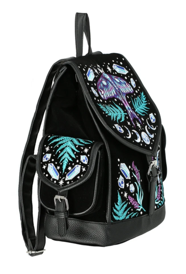Restyle Gothic Rucksack Tasche Schultasche Backpack Zauberwald Motte Moth Mond - Bild 3 von 4