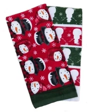 St. Nicholas Square Christmas Woodland Retreat Snowmen Kitchen Towels Set of 2