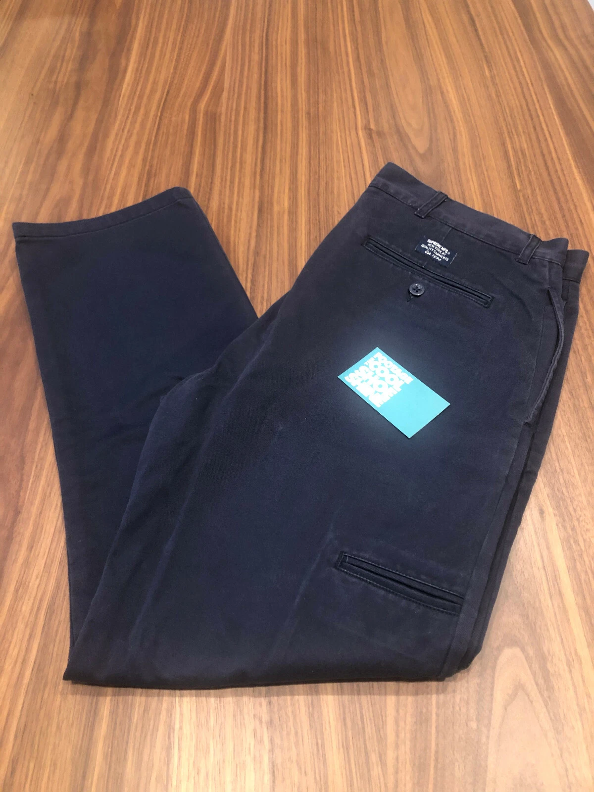 SUPREME GARMENTS CHINO WORK PANTS NAVY BLUE BOX LOGO 34 x 28