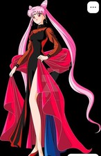 Sailor Moon Black Lady Cosplay Dress Wig Set Size L Used Japan