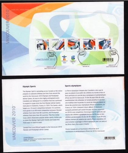 2010 Winter Olympics Vancouver Canada S/S FDC 2026 Milan-Cortina