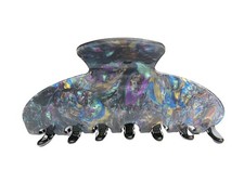 Long blue purple abalone sea shell effect hair claw clamp clip