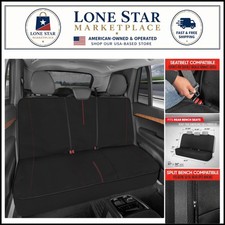 Motor Trend Neoprene Rear Seat Cover - Split Bench Protector with Red Stitching