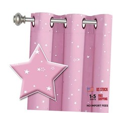 Blackout Star Curtains for Kids Room Boys 40"W x 63"L Pack of 1 Pink/Silver