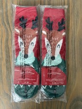 NWT 2 Pairs Wondershop Women s Christmas Reindeer Holiday Soft Crew Socks M 4-10