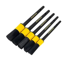 Riderr 5 Piece Motorcycle Detailing Cleaning Brush Set Black Yellow