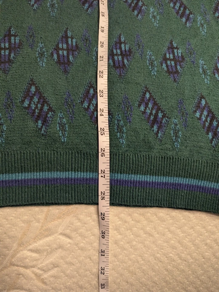 Polo Ralph Lauren Chaps De Colección Hombres S XL Hecho en EE. UU. Verde/Azul Pullover Geométrico Foto 4 de 4