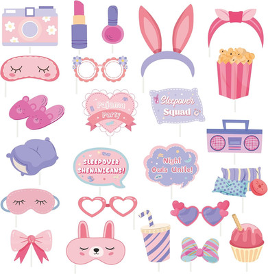 24 Stück Sleepover Party Photo Booth Requisiten Sleepover Party Supplies für Mäd
