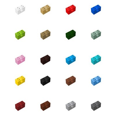 50x Part 3700 Technic Brick 1x2 [1 Hole] Building Pieces Bulk Lot  NEW