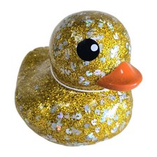 JUMBO DAZZLE DUCKIE RUBBER DUCK COLLECTIBLE GLITTER SPARKLE, GOLD FLAKES, JEEP