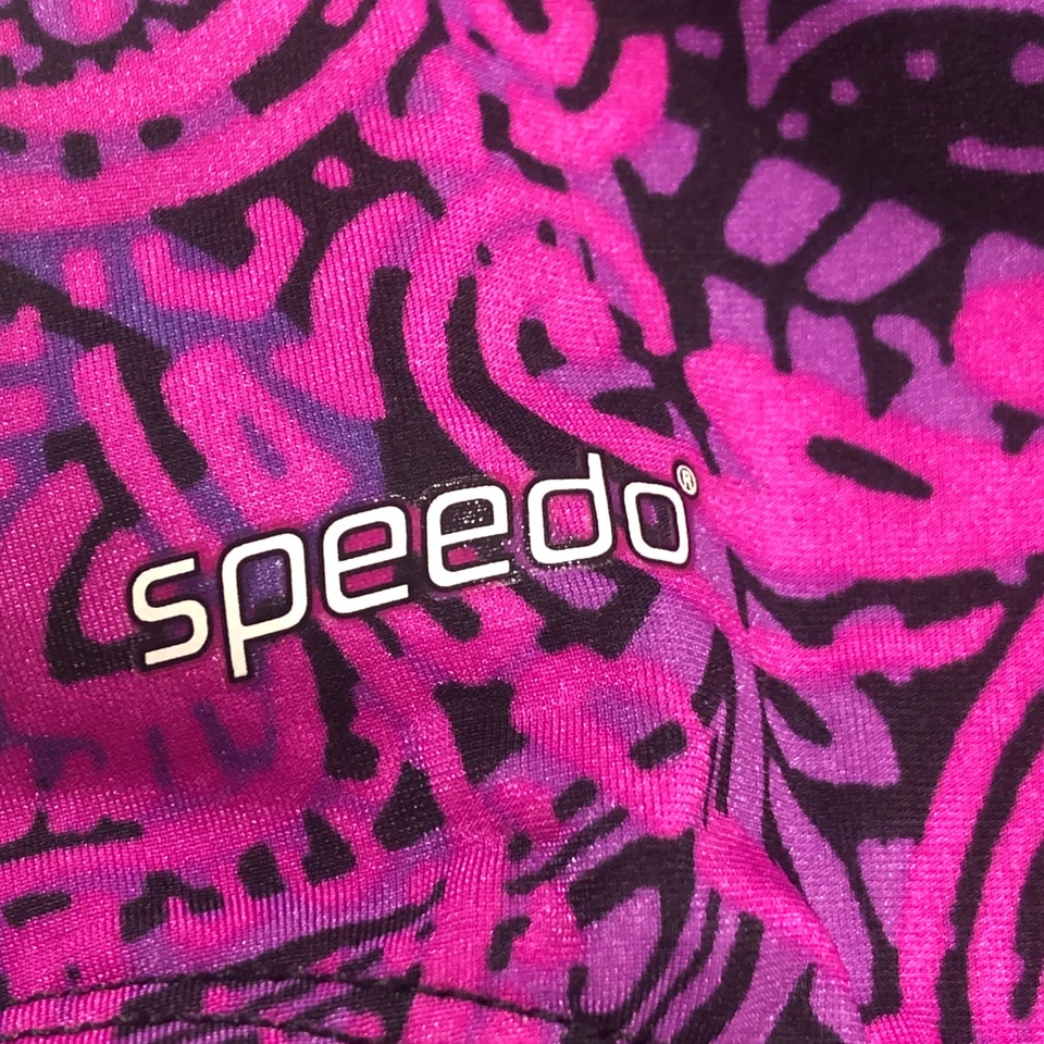 Traje de baño Speedo Crossback talla 8 rosa púrpura negro retro boho cachemira estante sujetador Foto 4 de 4