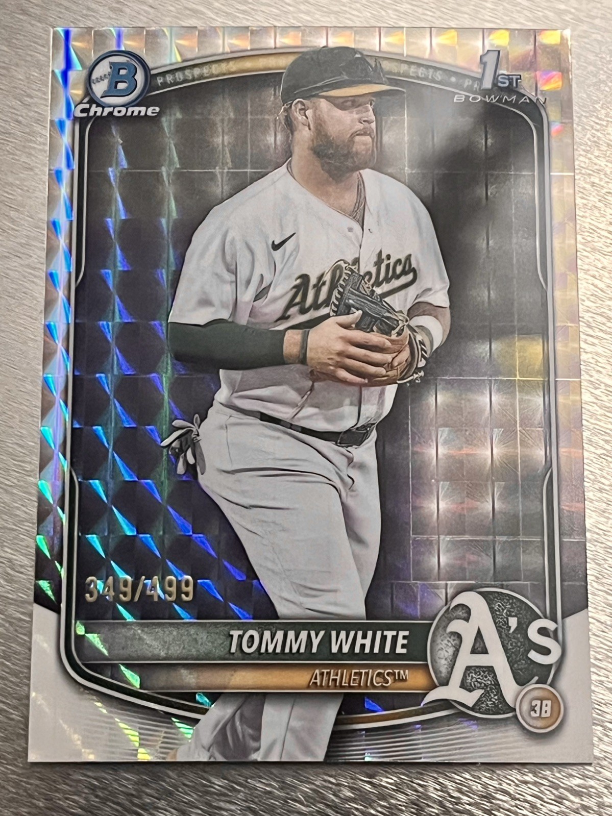 2025 Bowman Chrome Tommy White Geometric Refractor 1st #349/499 Athletics A’s