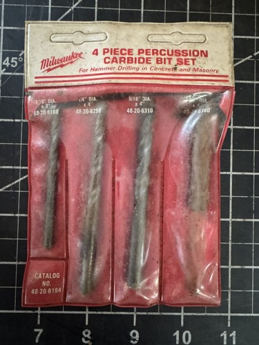 Milwaukee 4-Piece Percussion Carbide Drill Bit Set 48-20-6164 3/16–3/8