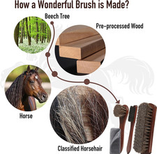 4-Piece 100 Horse Hair Shoe Brush Kit Premium Dauber Applicators Leather Car...