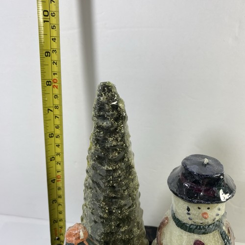 New in Box 8 Piece Novelty Winter Christmas Candle Garden Snowmen Trees Pinecone - Picture 9 of 9