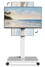 Heavy-Duty Rolling TV Stand for 32-75 Inch TVs - Mobile TV Cart with 60° Sw