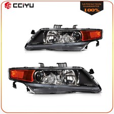 Headlights Assembly For 2004-2008 Acura Tsx Black Housing Headlamp Leftright