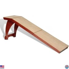 PetSafe CozyUp Bed Ramp for Pets - Heavy Duty Wood, High Traction Carpet, Cherry