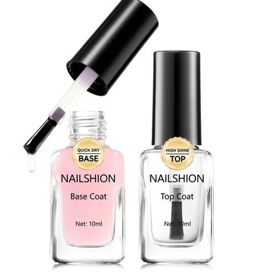 Clear Top Coat and Sheer Pink Base Coat Ridge Filler Strengthening Anti Chip ...