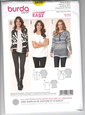 6610 BURDA Style - JACKET & SHIRT - Sz 10 to 24
