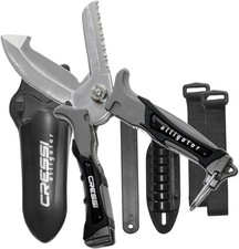 Cressi Alligator Underwater Knife-Scissors 420 Stainless Steel Snorkeling Dive