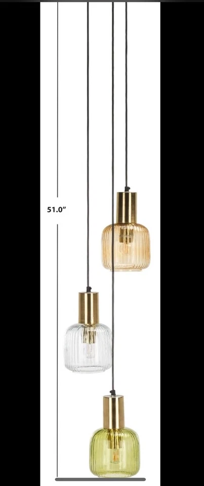 💡Safavieh Collection Rhea Gold 3Luzes Pingente Ajustável Luminária Suspensa - Imagem 3 de 4