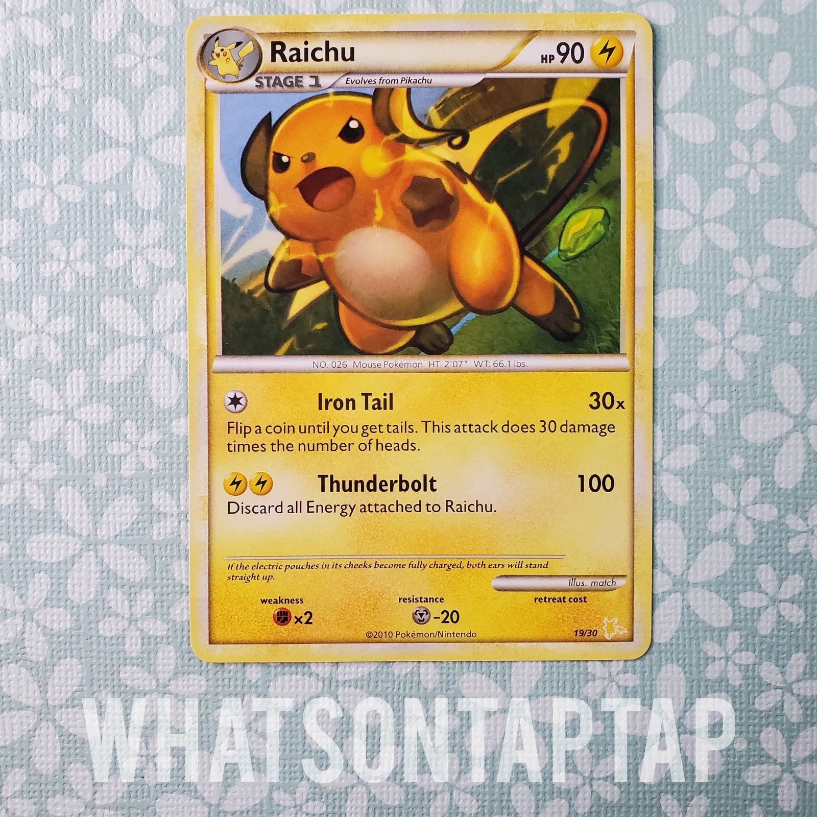 Pokemon Card Raichu 19/30 Common HGSS Trainer Kit Gyarados Raichu Deck LP