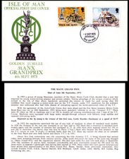 Isle of Man ~ MANX GRAND PRIX Golden Jubilee 3p & 31/2p First Day Covers ~ 1973