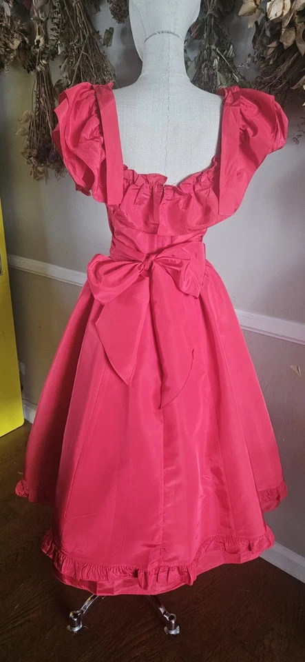 Vintage 1980s Red Contempo Casuals Prom Dress Mkd Sz 7 As Is - Image 2 of 4
