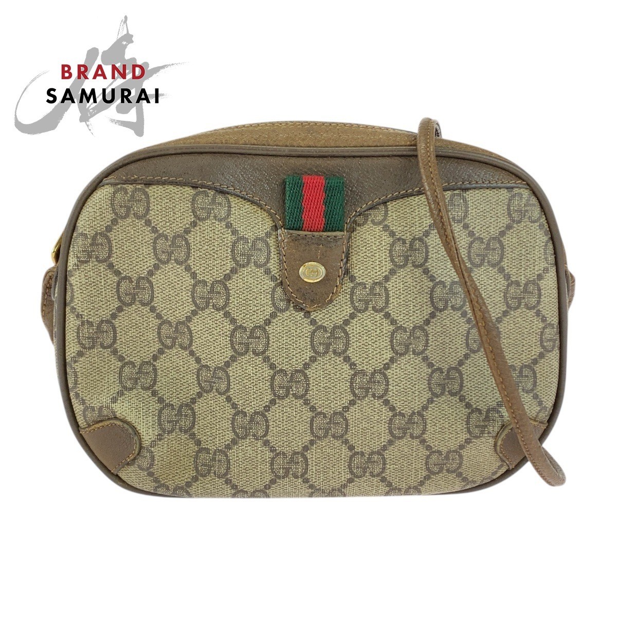 GUCCI Vintage Sherry Line Beige Brown GG Supreme Canvas 89 02 066 Shoulder Bag P