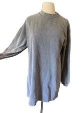 New Nasty gal grey long sleeve shirt shift dress acid wash agenda sweatshirt