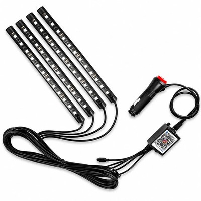 Car LED Interior Lights with Music Sync  72 RGB LEDs, Bluetooth & Remote Control