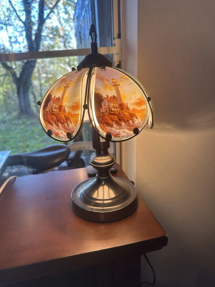 Faro Lámpara Táctil 3 Vías 14" Alto 6 Paneles Bombilla Única Faro Multicolor Foto 4 de 4