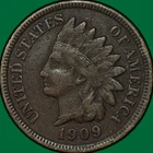 1909 Indian Head Cent Very Fine VF Coin, Minor Corrosion #38658