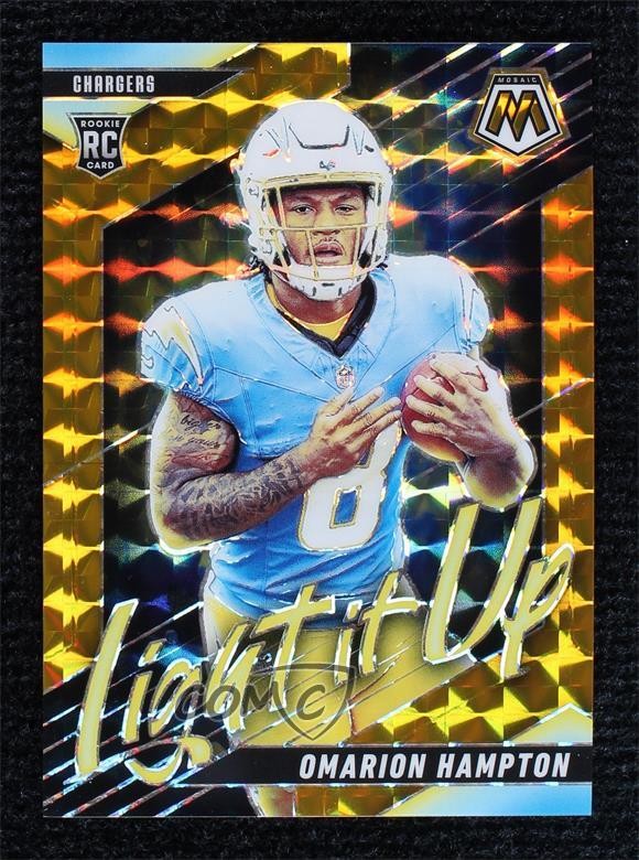 2025 Panini Mosaic Light It Up Mosaic Gold Prizm 2/10 Omarion Hampton #12 9su