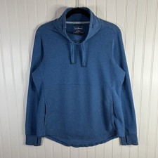 L.L. Bean Sweatshirt Women's Size M Blue Cozy Mixed Knit Pullover Pockets Cozy