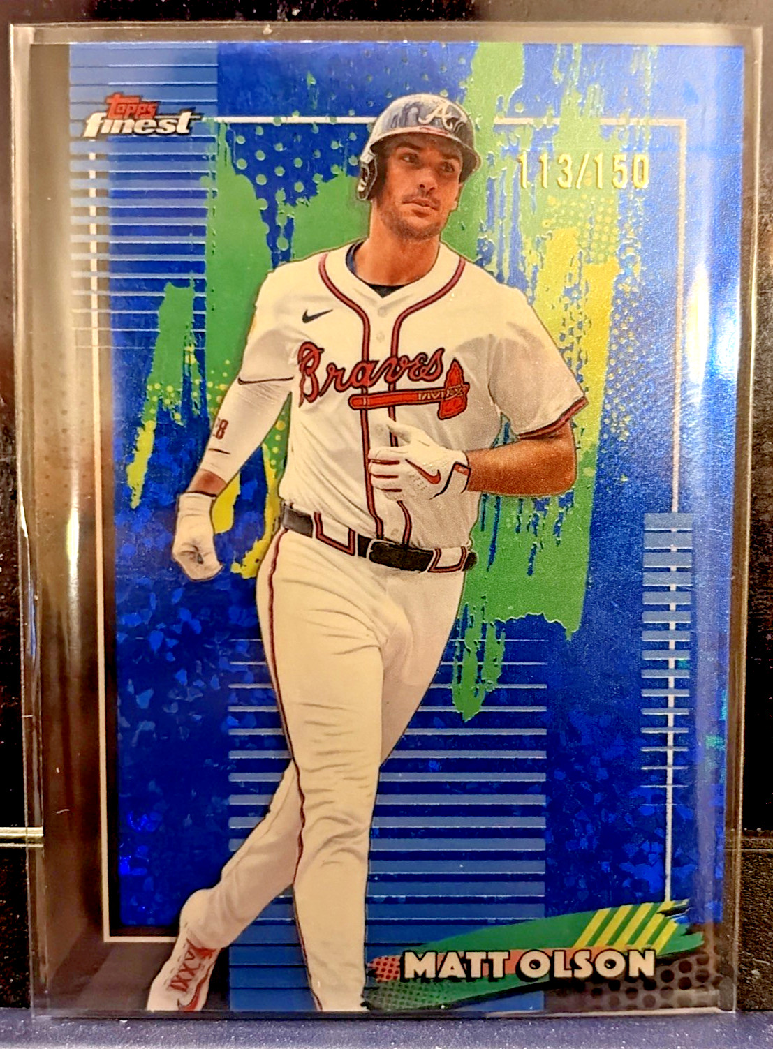 2026 Topps Finest 28 Matt Olson Mini Blue Diamond /150 Common Braves