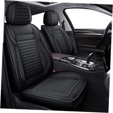 Car Seat Covers, Breathable and Waterproof Faux Leather Automotive Front Black