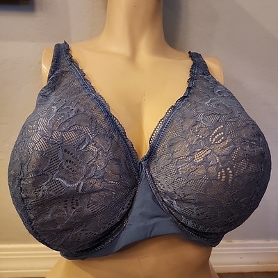 Third Love Bra 44E Blue Graphic Lace Plunge Underwire
