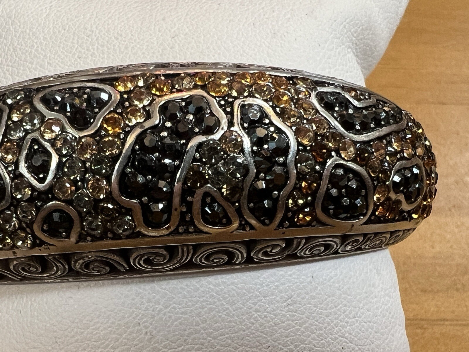 Brighton Rhinestone Leopard Pattern Wide Hinged B… - image 3